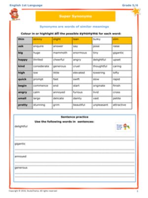 cover image of Grade 6 English: Synonyms
